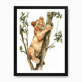 Barbary Lion Crossing A River Clipart 3 Art Print