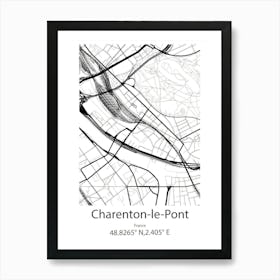 Charenton Le Pont,France Minimalist Map Art Print