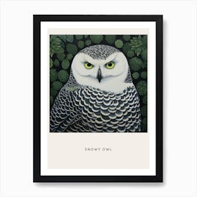 Ohara Koson Inspired Bird Painting Snowy Owl 2 Poster Art Print