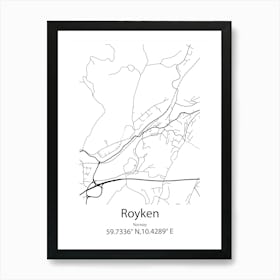 Royken,Norway Minimalist Map Art Print