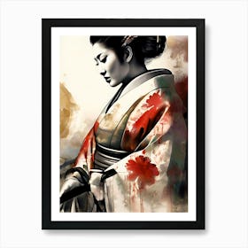 Japan Traditional Geisha Illustration By Ad 163 Art Print