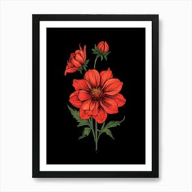 Red Dahlia Flower 1 Art Print