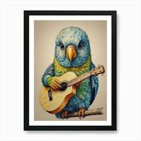 Parrot Playing Guitar 2 Art Print