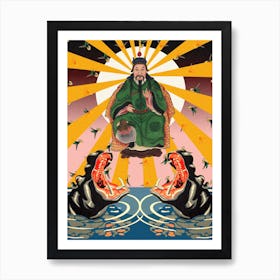 Chinese Emperor with Hippo Art Print