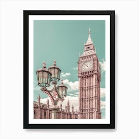 Elizabeth Tower London Urban Vintage Style Art Print