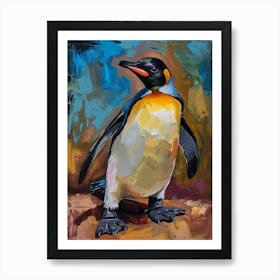 Galapagos Penguin Deception Island Colour Block Painting 4 Art Print