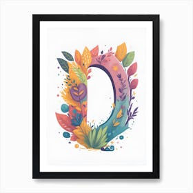 Colorful Letter D Illustration 26 Art Print