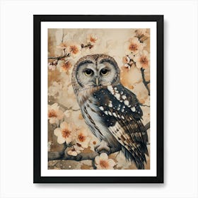 Boreal Owl Japanese Painting 1 Art Print