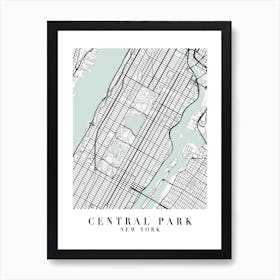 Central Park New York Street Map Minimal Color Art Print