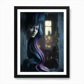 Girl With Blue Hair Art Print