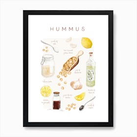 Colourful Hummus Ingredients And Recipe Art Print