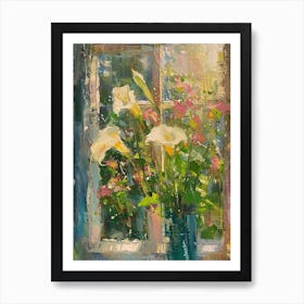 Calla Lily Flowers On A Cottage Window 4 Art Print