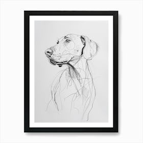 Weimaraner Dog Charcoal Line 2 Art Print