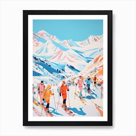 Verbier   Switzerland, Ski Resort Illustration 2 Art Print