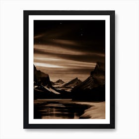 Black And White Mountain Landscape 29 Art Print