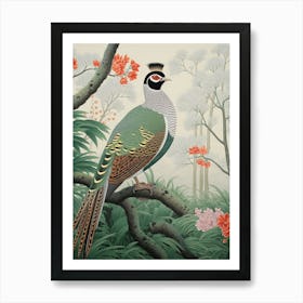 Ohara Koson Inspired Bird Painting Pheasant 2 Art Print