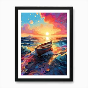 Sunset Boat 1 Art Print