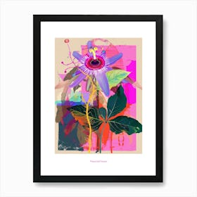 Passionflower 4 Neon Flower Collage Poster Art Print