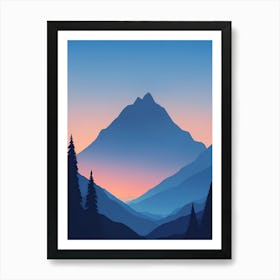 Misty Mountains Vertical Composition In Blue Tone 4 Art Print