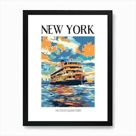 The Staten Island Ferry New York Colourful Silkscreen Illustration 3 Poster Art Print