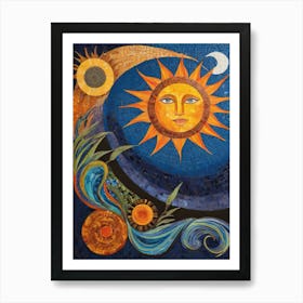 Sun And Moon Mosaic Art Print