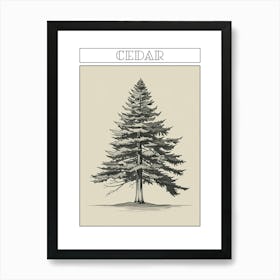 Cedar Tree Minimalistic Drawing 2 Poster Art Print