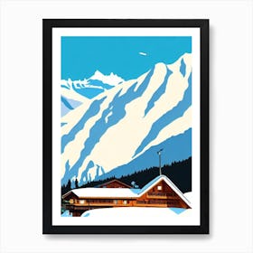 Les Diablerets, Switzerland Midcentury Vintage Skiing Poster Art Print