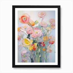 Abstract Flower Painting Ranunculus 1 Art Print