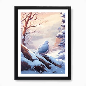 Pidgeon In The Snow 2 Art Print