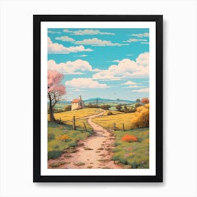 The Camino Portuguese Path 1 Hike Illustration Art Print