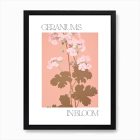 Geraniums In Bloom Flowers Bold Illustration 2 Art Print