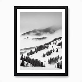 Bad Gastein, Austria Black And White Skiing Poster Poster