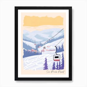 Poster Of Sun Peaks Resort   British Columbia, Canada, Ski Resort Pastel Colours Illustration 0 Art Print