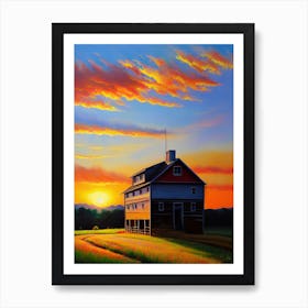 Sunset At The Barn Art Print