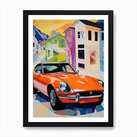 Datsun 240z Vintage Car Matisse Style Drawing Colourful 0 Art Print