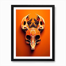 Animal Skull Orange 8 Mexican Art Print