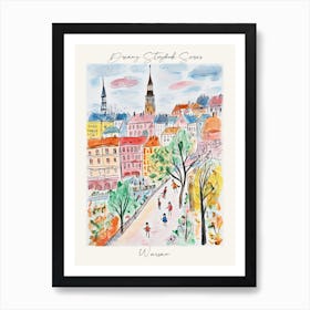 Poster Of Warsaw, Dreamy Storybook Illustration 4 Art Print