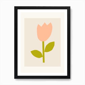 Tulip Cutout Minimal In Peach Fuzz Colour Art Print