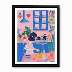 Girl Cooking Lo Fi Kawaii Illustration 2 Art Print
