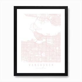 Vancouver Canada Light Pink Minimal Street Map Art Print