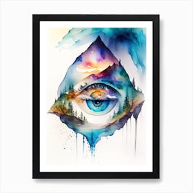 Surreal Landscape, Symbol, Third Eye Watercolour 3 Art Print