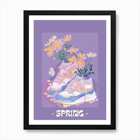 Spring Poster Retro Sneakers With Flowers 90s 2 Art Print