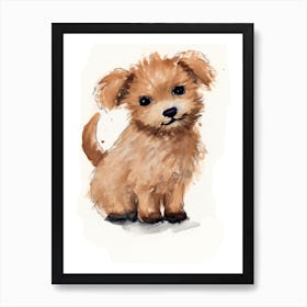 A Puppy Watercolour Childrens Drawing 3watercolour Art Print