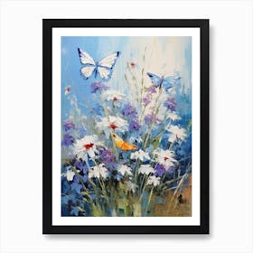 Butterflies And Daisies Art Print