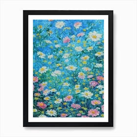 Zinnia Floral Print Bright Painting Flower Art Print