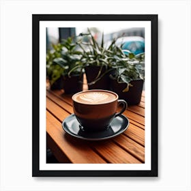 Coffee Cup On A Wooden Table Art Print