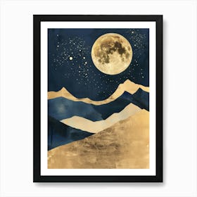 Moon And Stars Canvas Print Art Print