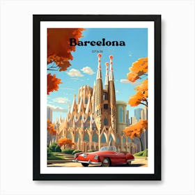 Barcelona Spain 3 Travel Poster 3 4 Resize Art Print