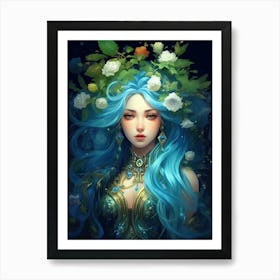 Blue Haired Girl 1 Art Print