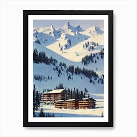 Flaine, France Ski Resort Vintage Landscape 1 Skiing Poster Art Print